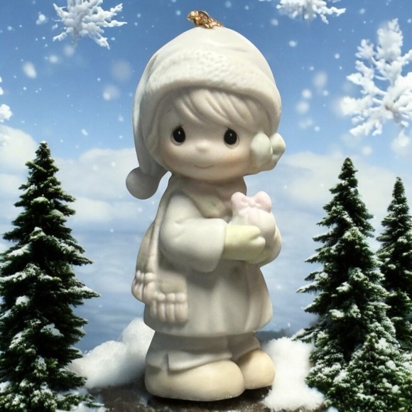 Vintage Precious Moments May All Your Christmases be White Ceramic Ornament - Picture 1 of 7